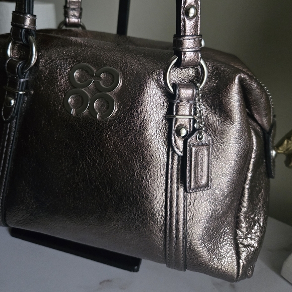 EUC Coach Julia Metallic Gunmetal Mini Satchel Bag - Picture 3 of 12